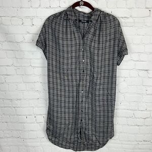 Madewell Black and White Plaid Shirt Dress